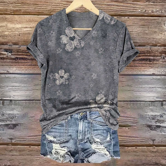 Camiseta vintage con estampado floral