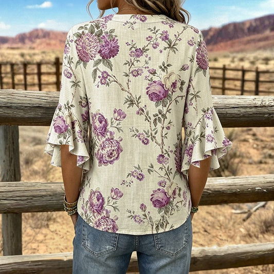 Blusa vintage con estampado floral