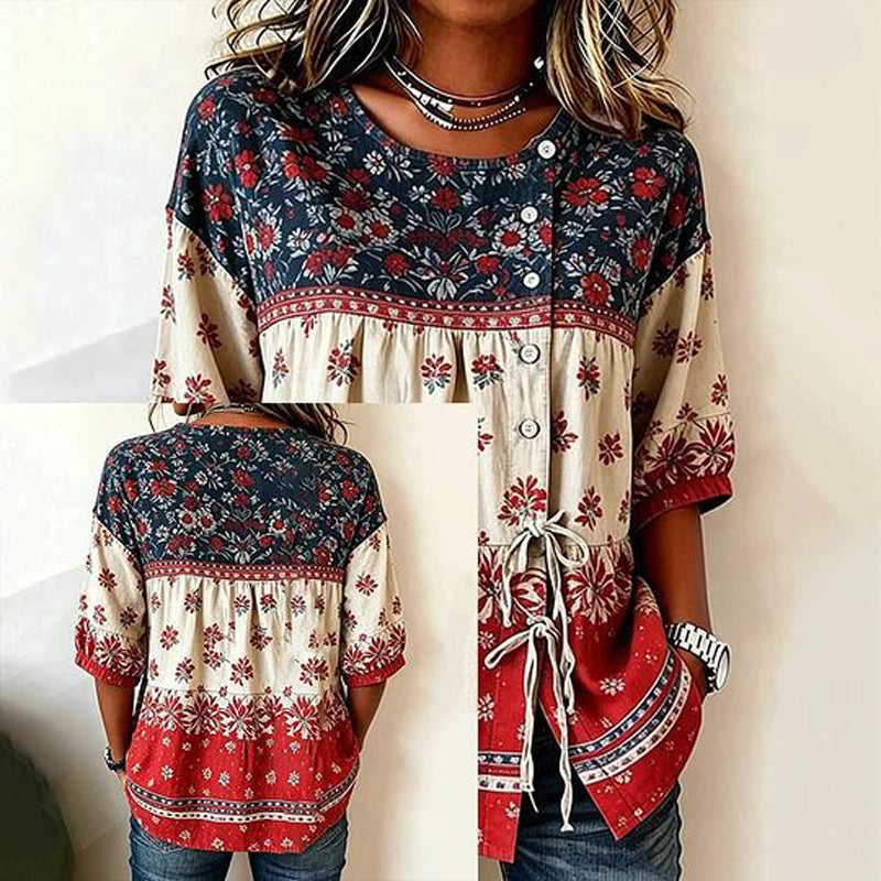 Blusa vintage con estampado floral