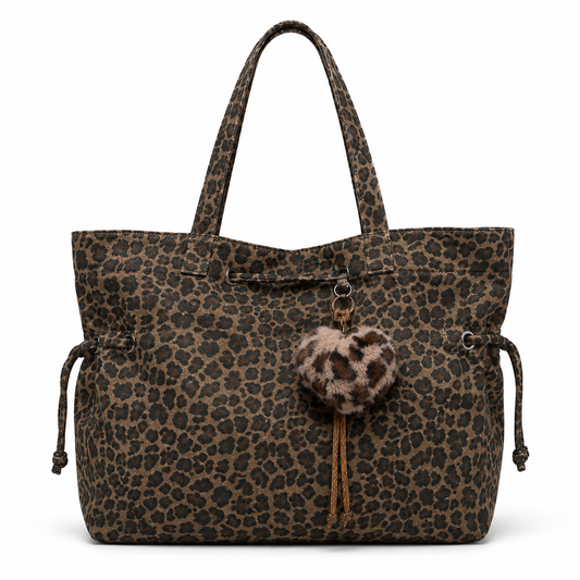 Bolso de Hombro de Lona con Estampado de Leopardo – Casual y Resistente