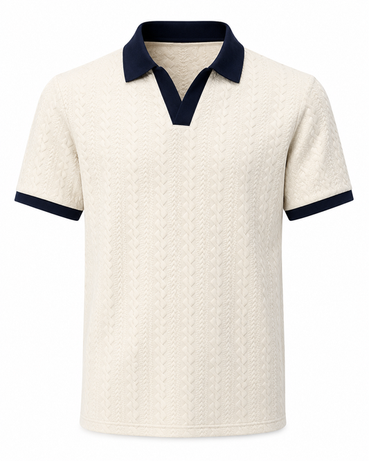 Polo Casual con Textura para Hombre – Manga Corta y Transpirable