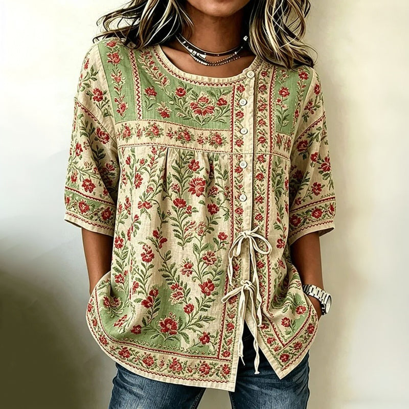 Blusa vintage con estampado floral