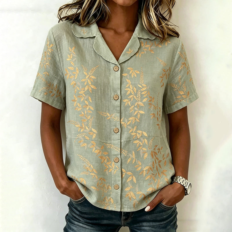 Blusa vintage con estampado de hojas