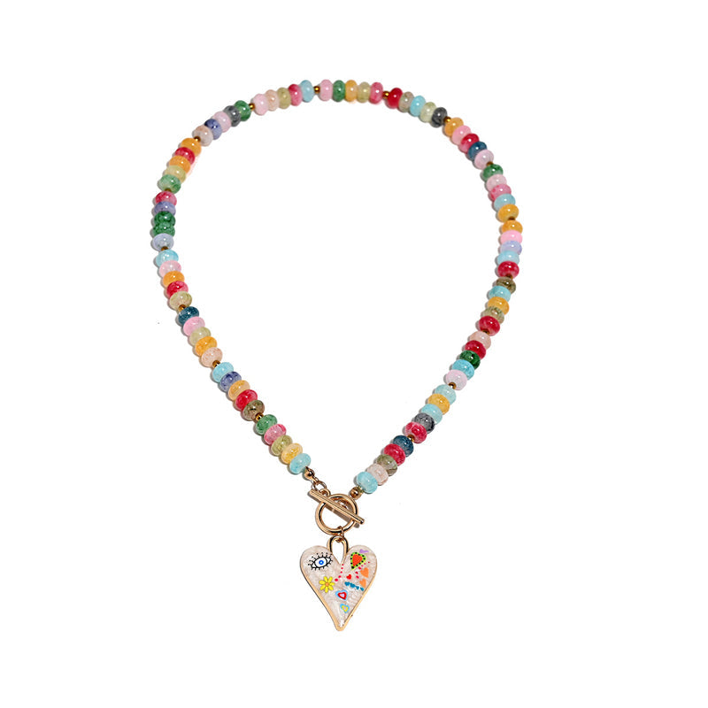 Collar de cuentas con forma de corazón