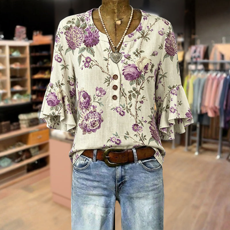 Blusa vintage con estampado floral