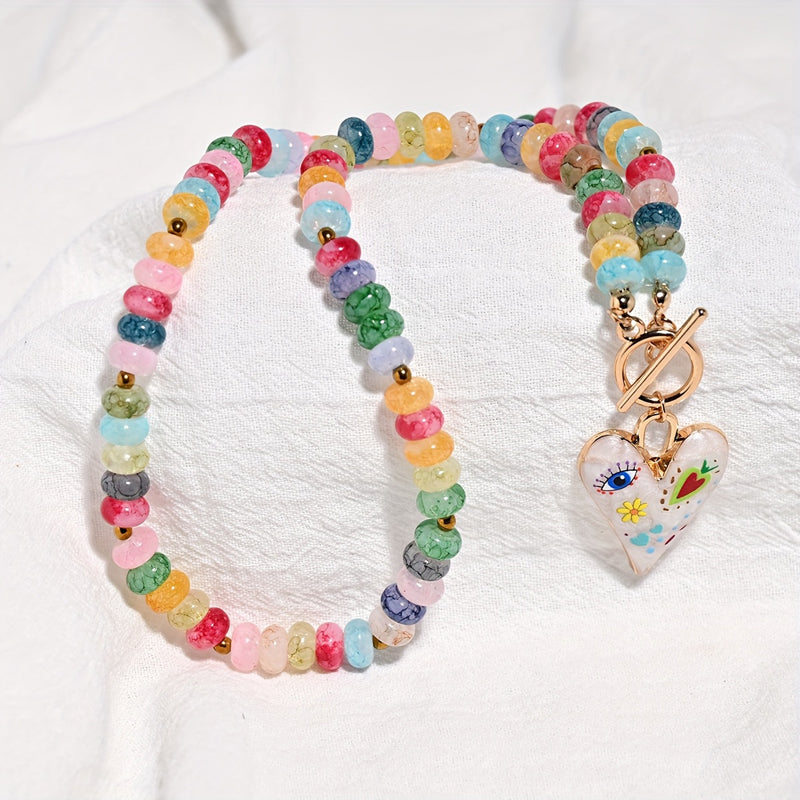 Collar de cuentas con forma de corazón