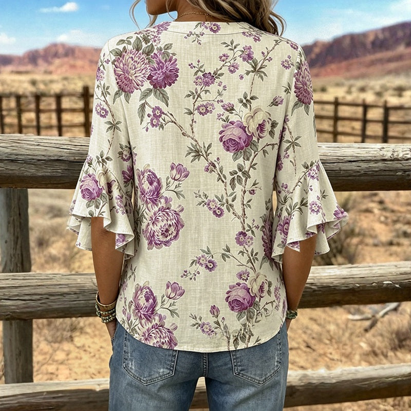 Blusa vintage con estampado floral