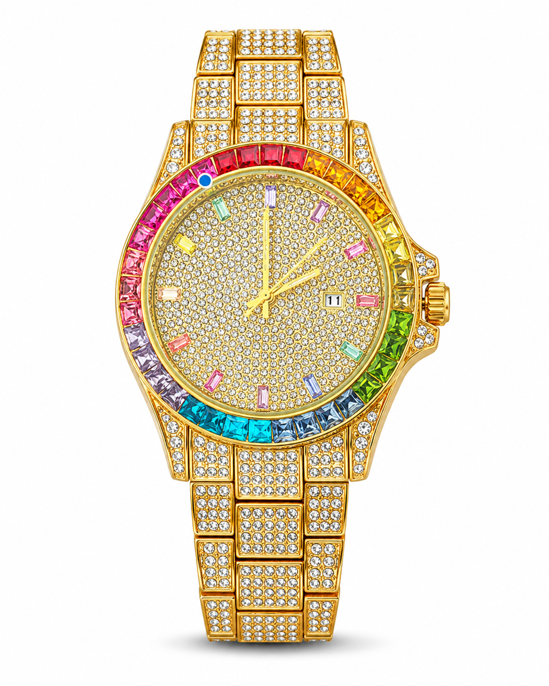 Reloj con Incrustaciones de Diamantes – Diseño Impactante – Estilo Hip-Hop