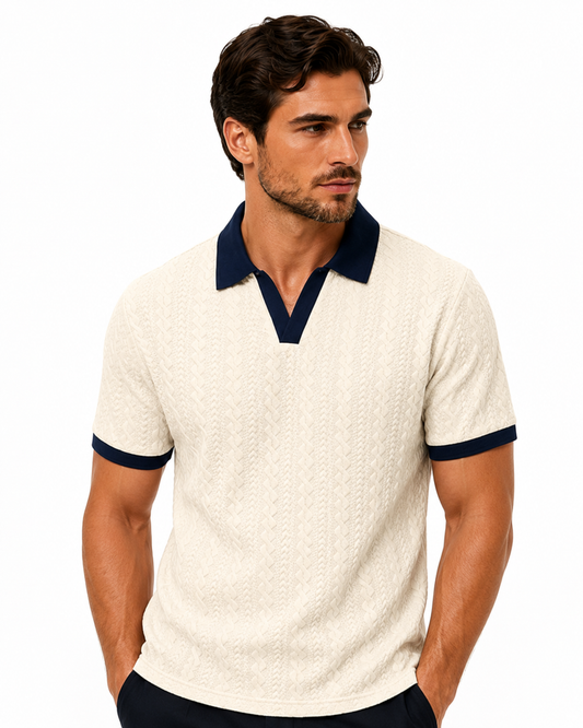 Polo Casual con Textura para Hombre – Manga Corta y Transpirable