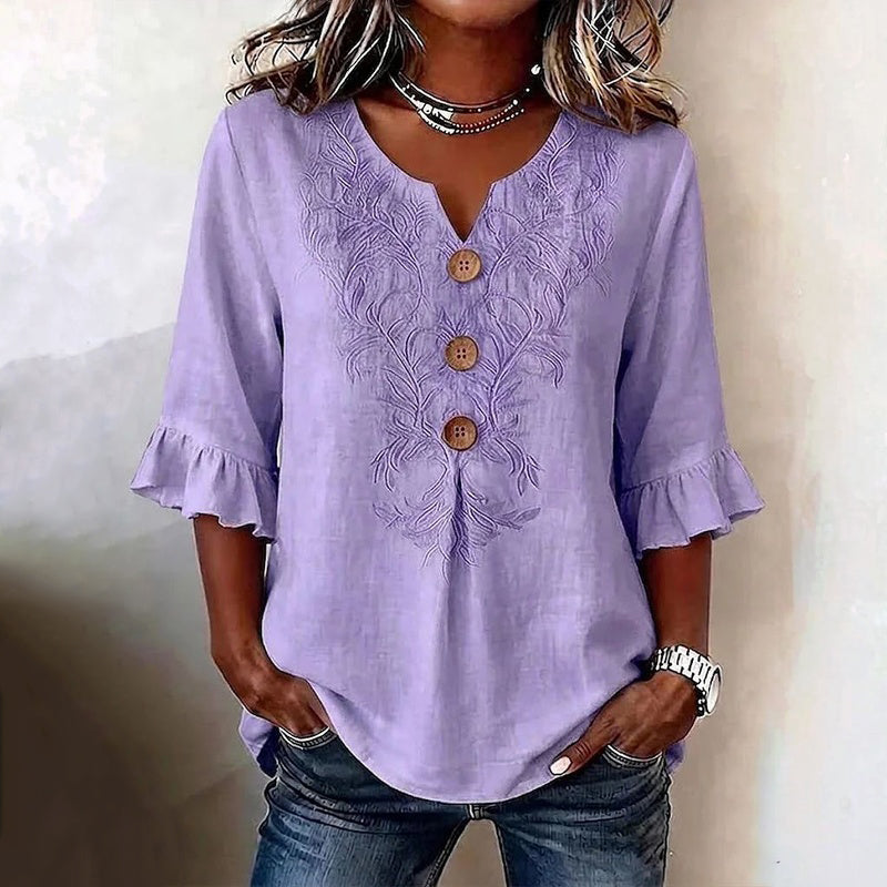 Blusa vintage con estampado de hojas