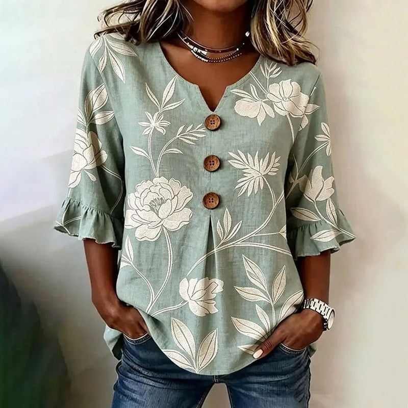Blusa vintage con estampado floral