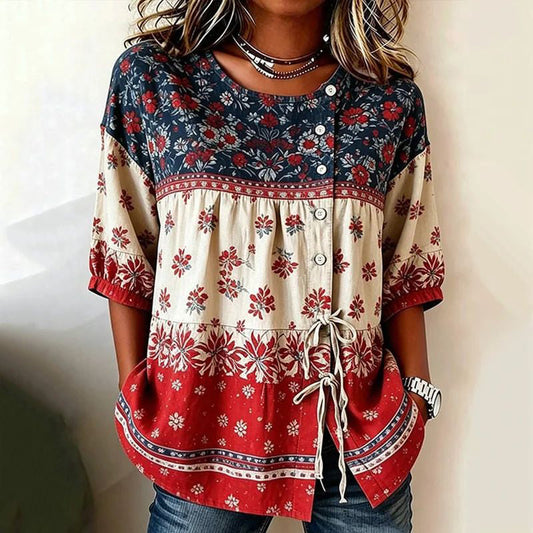 Blusa vintage con estampado floral