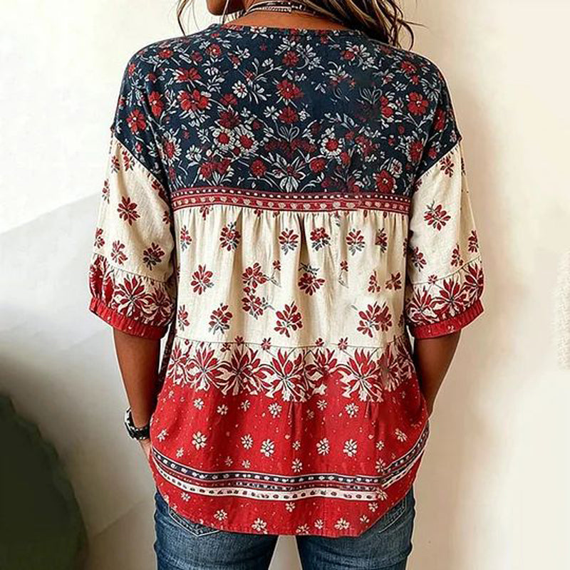Blusa vintage con estampado floral