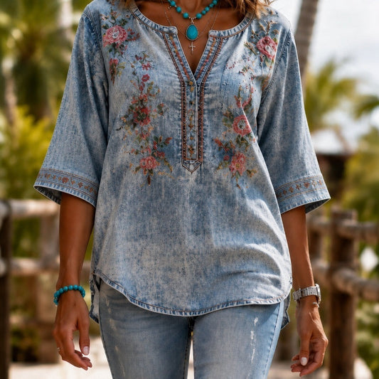Blusa vintage con estampado floral