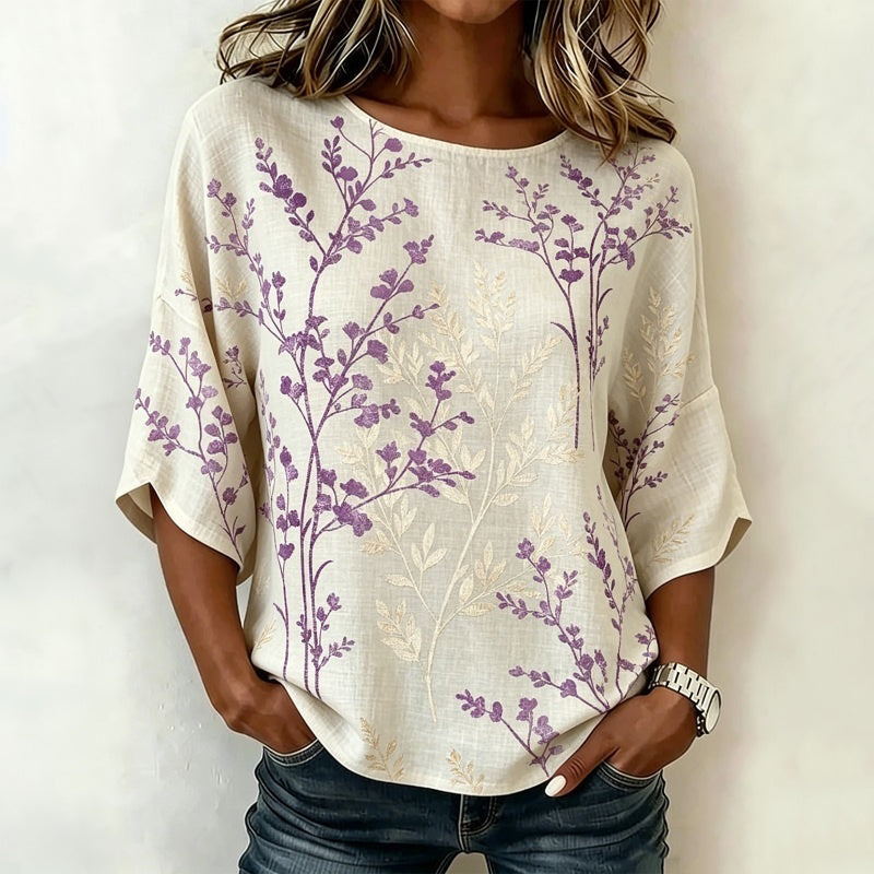 Blusa vintage con estampado de hojas