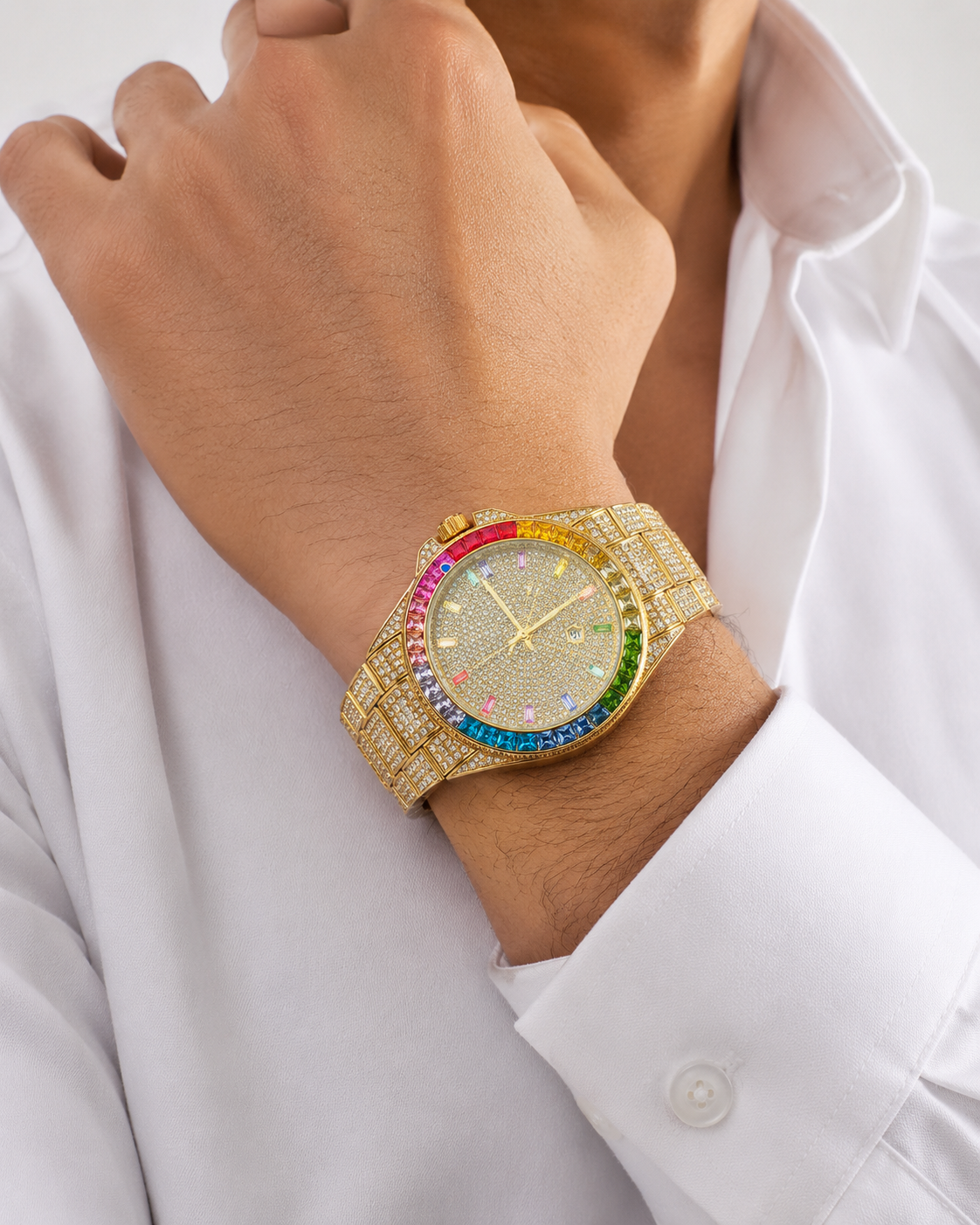 Reloj con Incrustaciones de Diamantes – Diseño Impactante – Estilo Hip-Hop