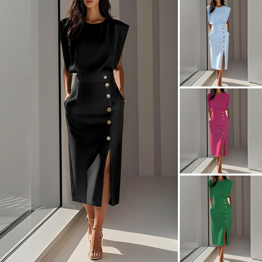 Vestido Midi Elegante con Abertura para Mujer