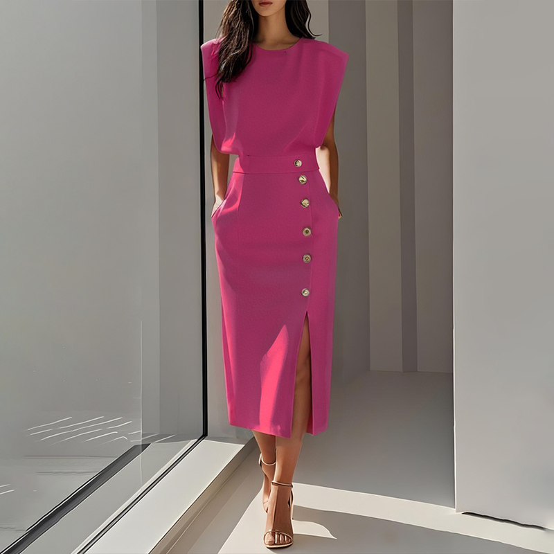Vestido Midi Elegante con Abertura para Mujer