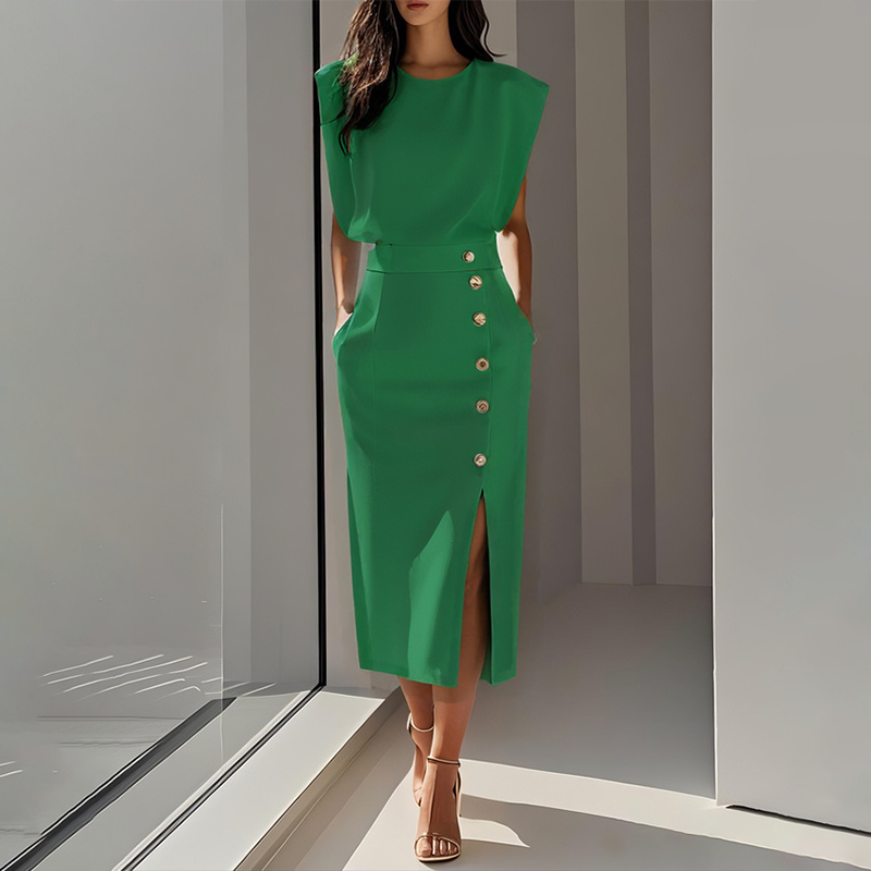Vestido Midi Elegante con Abertura para Mujer