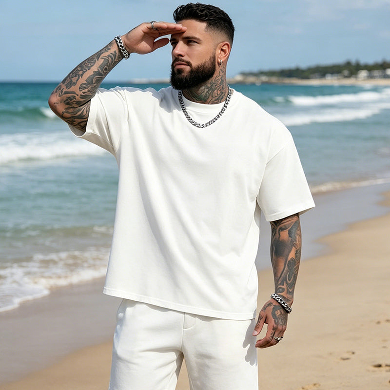 Camiseta de Cuello Redondo Relaxed Fit para Hombre