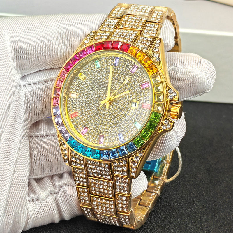 Reloj con Incrustaciones de Diamantes – Diseño Impactante – Estilo Hip-Hop