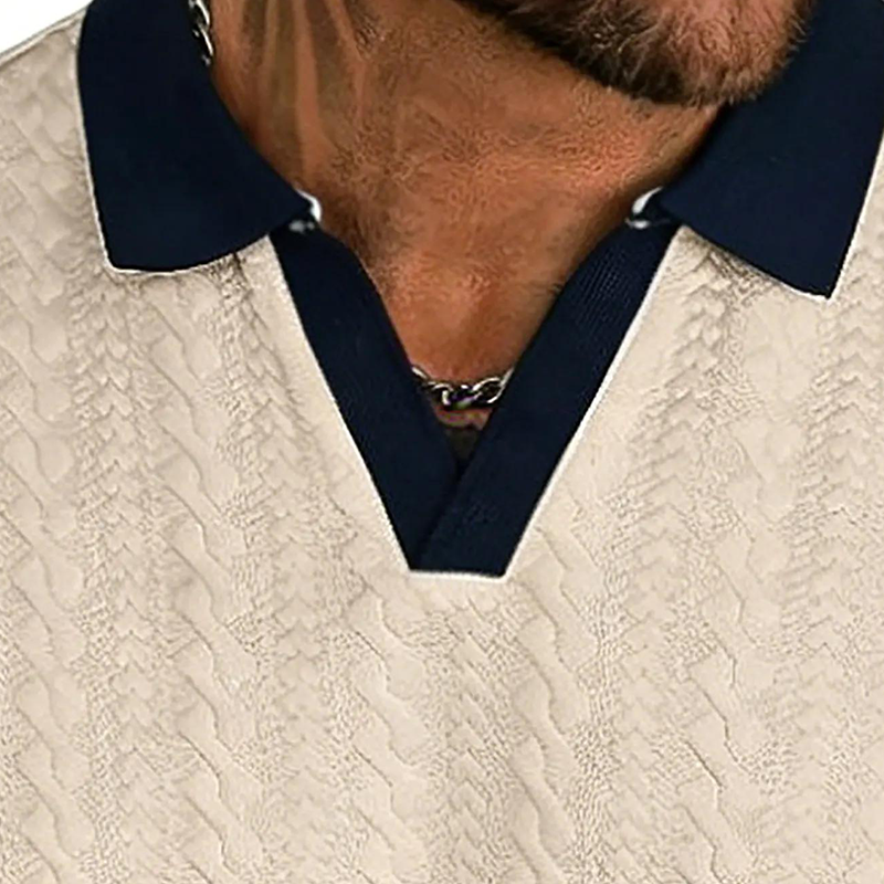 Polo Casual con Textura para Hombre – Manga Corta y Transpirable