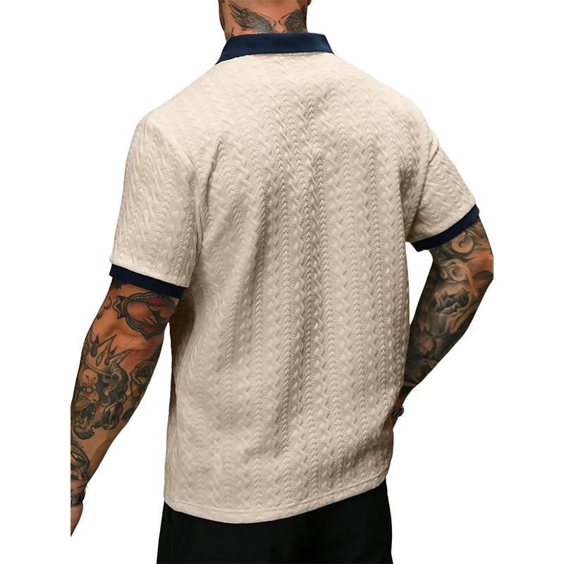 Polo Casual con Textura para Hombre – Manga Corta y Transpirable