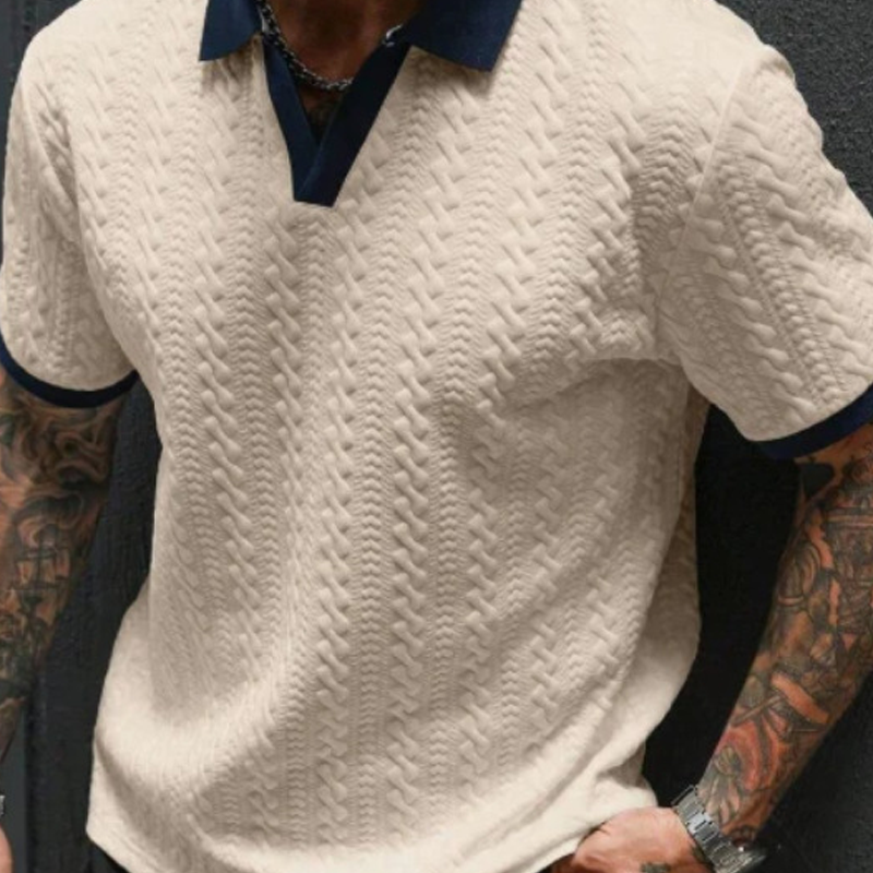 Polo Casual con Textura para Hombre – Manga Corta y Transpirable