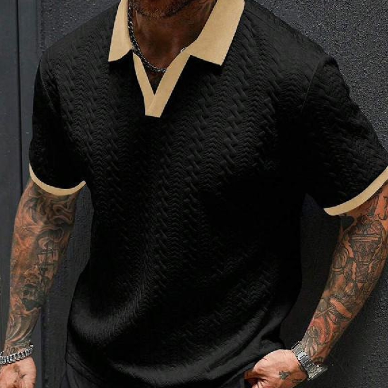 Polo Casual con Textura para Hombre – Manga Corta y Transpirable