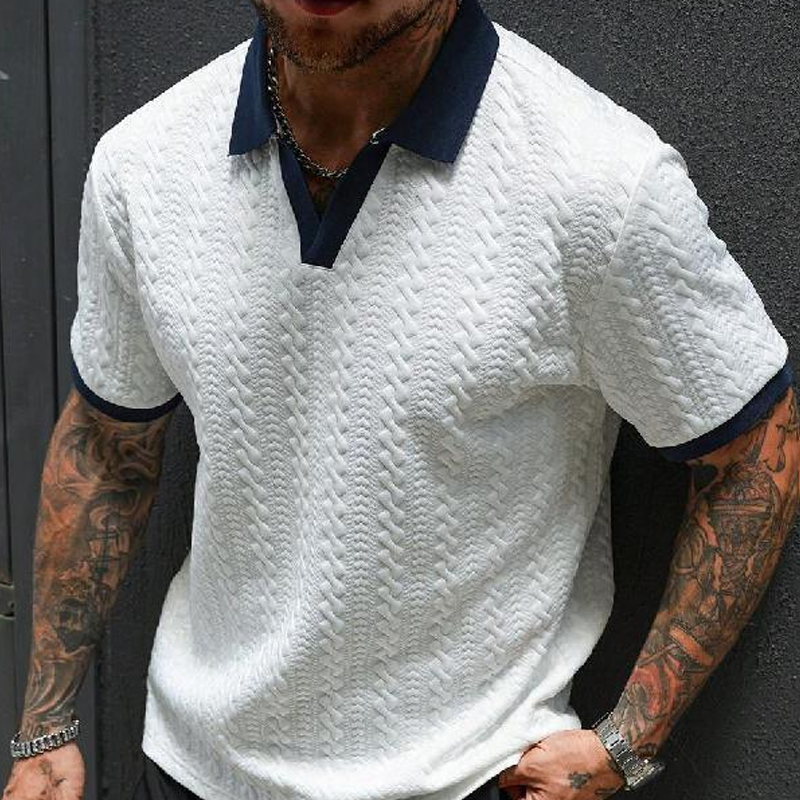 Polo Casual con Textura para Hombre – Manga Corta y Transpirable