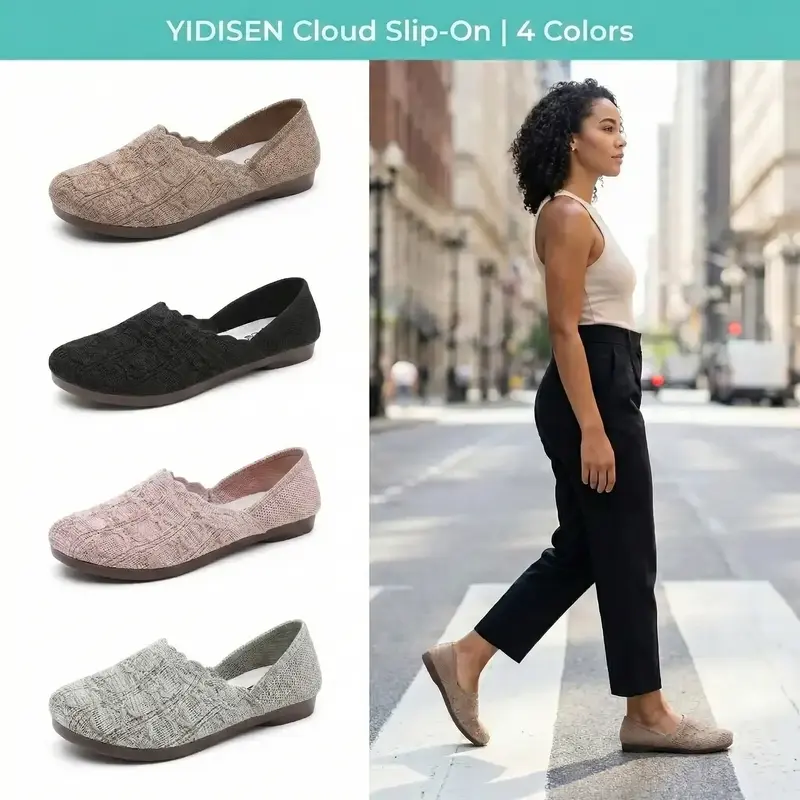 Zapatos Ligeros de Tejido Transpirable para Mujer – Diseño Slip-On, Planos y Cómodos