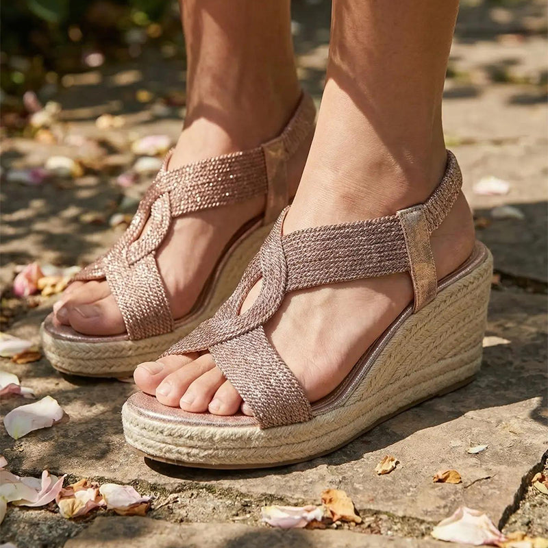 Sandalias Boho con Cuña para Mujer – Trenzadas, Ligeras y Versátiles