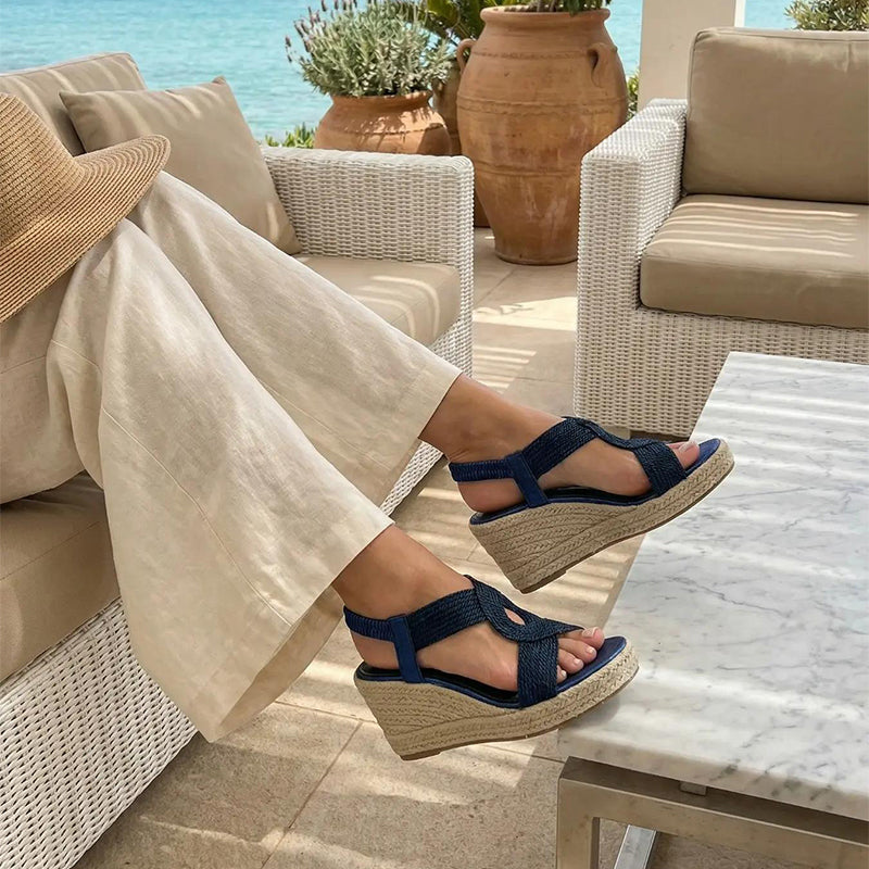 Sandalias Boho con Cuña para Mujer – Trenzadas, Ligeras y Versátiles