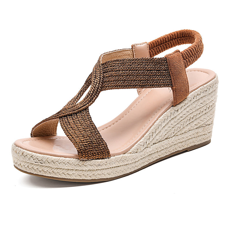 Sandalias Boho con Cuña para Mujer – Trenzadas, Ligeras y Versátiles