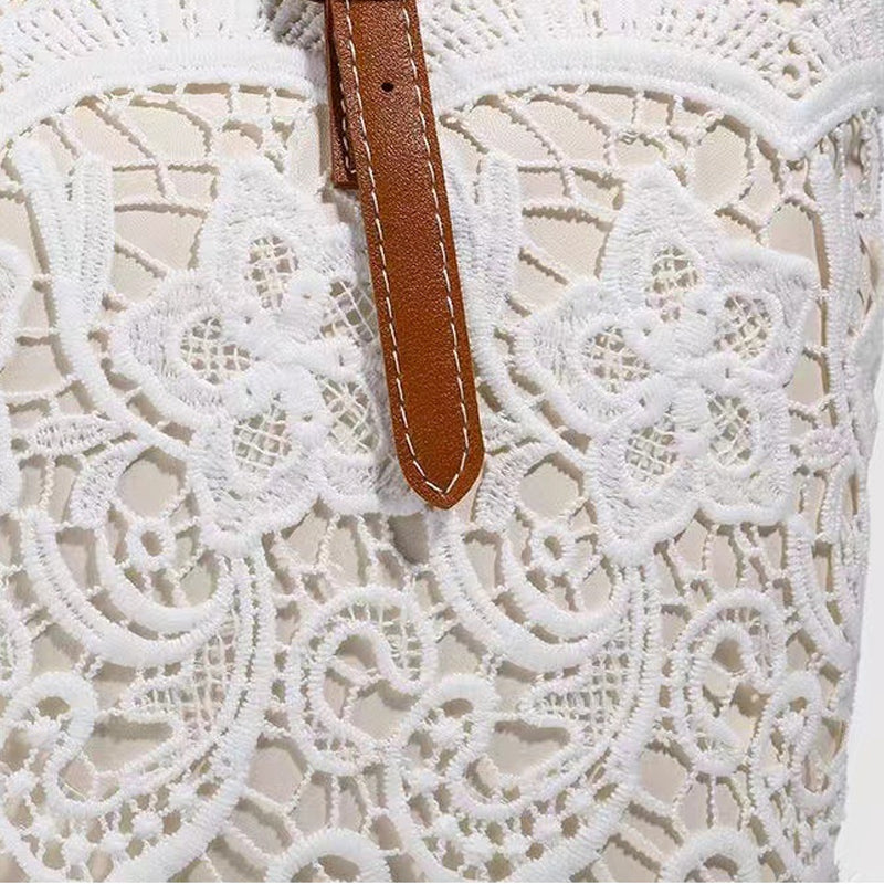 Elegante Bolso Tote de Encaje con Gran Capacidad