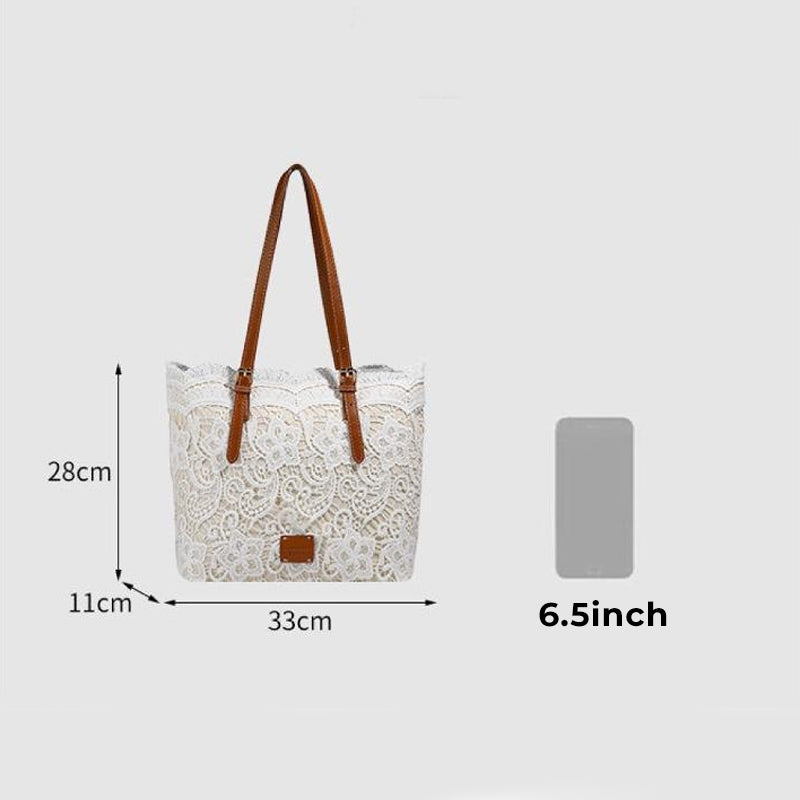 Elegante Bolso Tote de Encaje con Gran Capacidad