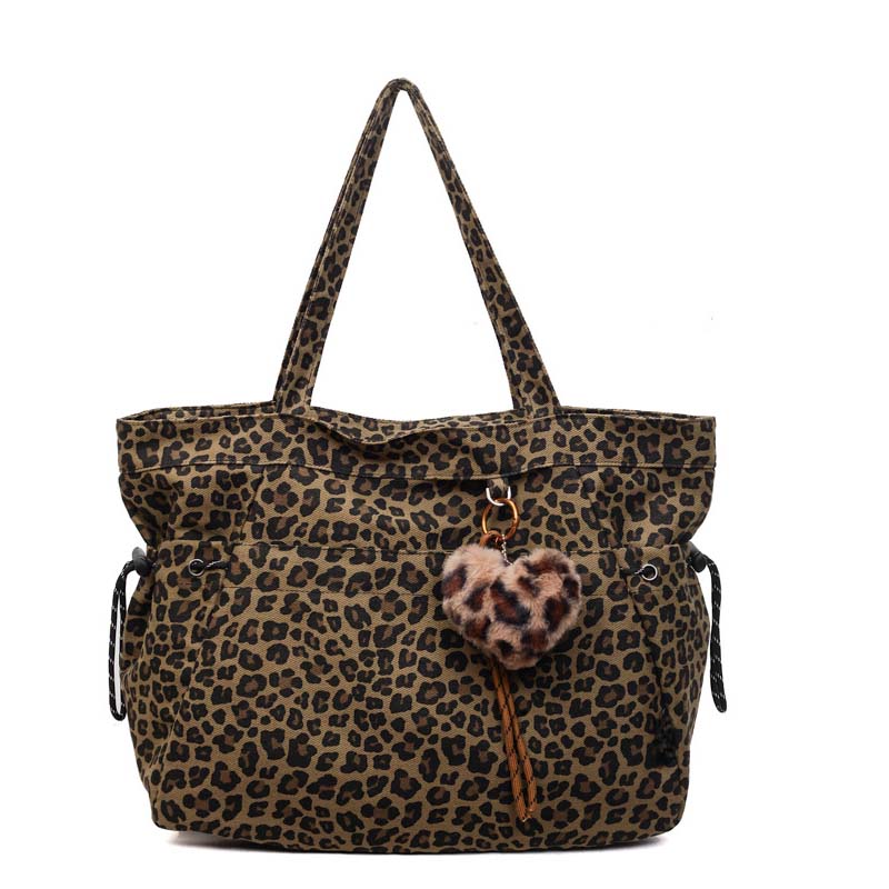 Bolso de Hombro de Lona con Estampado de Leopardo – Casual y Resistente