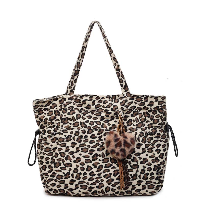 Bolso de Hombro de Lona con Estampado de Leopardo – Casual y Resistente