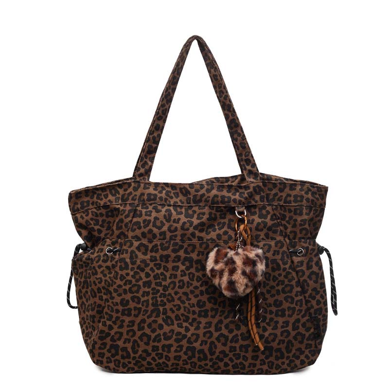 Bolso de Hombro de Lona con Estampado de Leopardo – Casual y Resistente